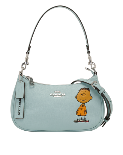X Peanuts Teri Shoulder Bag, &pound;175, Handbags, Blue, Leather, Front view